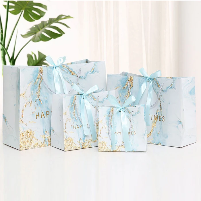 wholesale custom  sterilization marble pink  bag paper gift shopping packaging colorful craft paper bag with handle