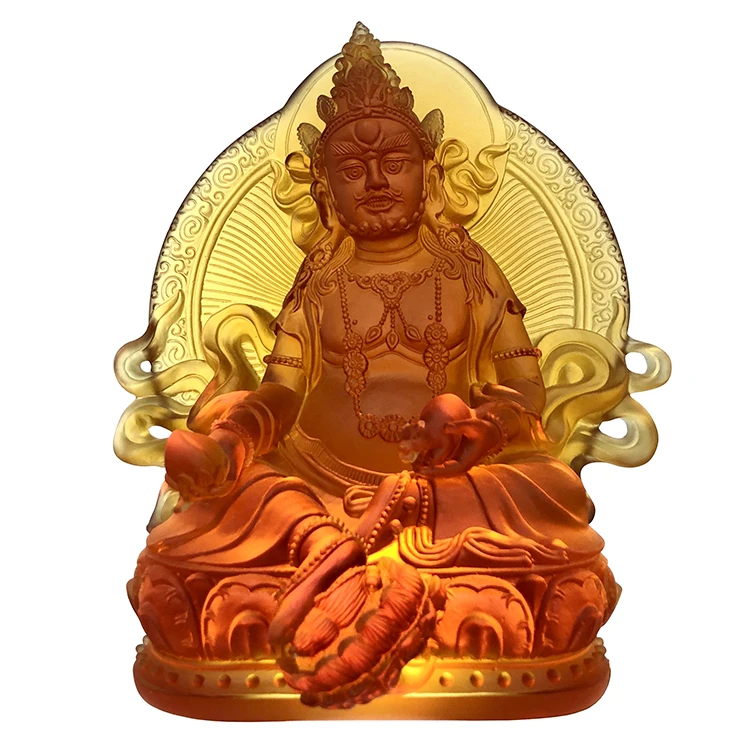 Оптовая продажа, желтый кристалл Jambala Liuli Fengshui, домашний декор, тибетский Будда, хрустальные народные ремесла