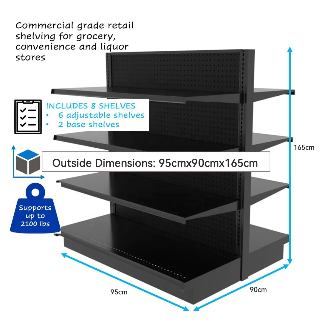 Double-Sided Display Island Retail Shelving Metal Fruit Gondolas Storage Shelf Vegetable Candy Supermarket Gondola Shelving