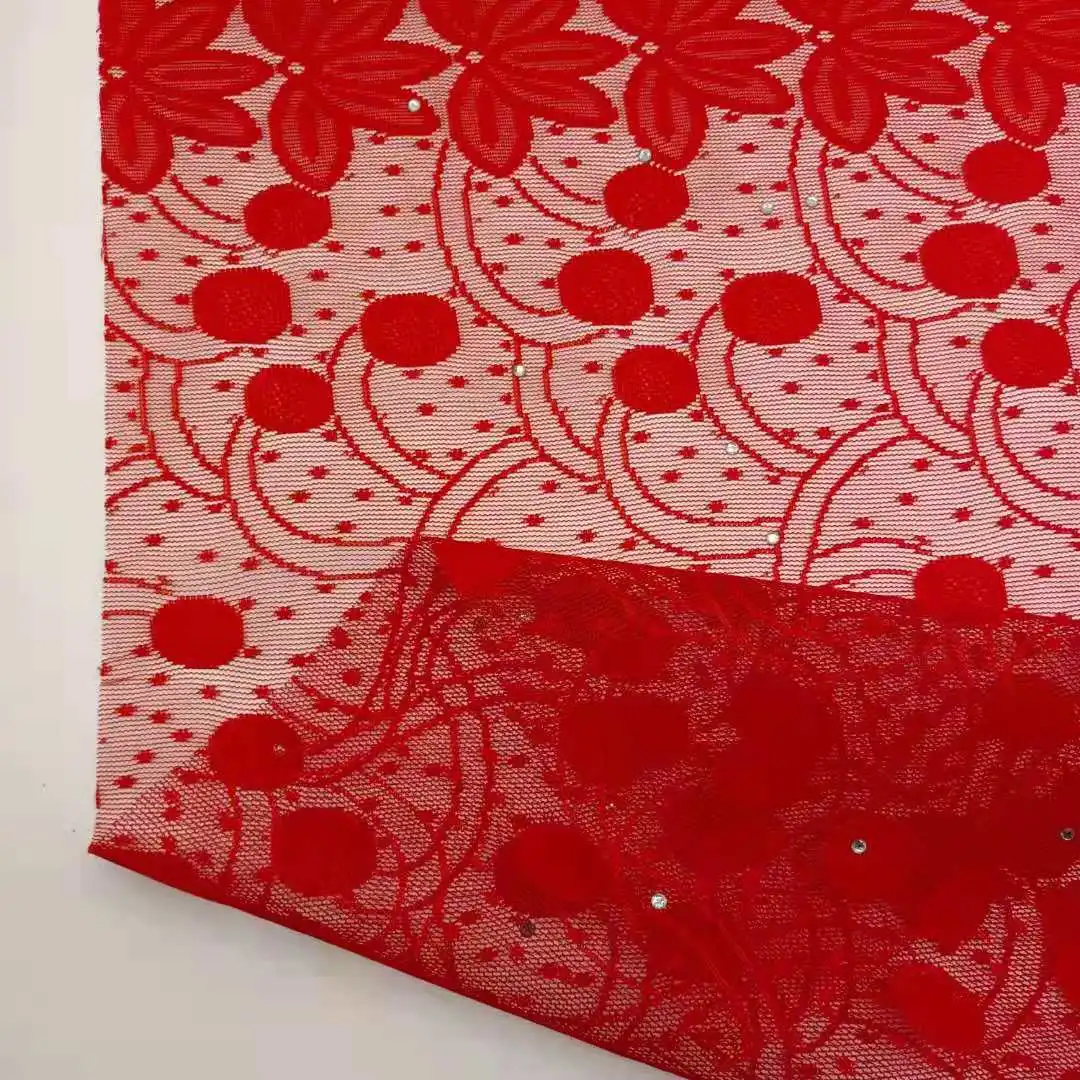 Factory manufacture various popular product tricot fabric super poly tricot mesh lace cord lace fabric