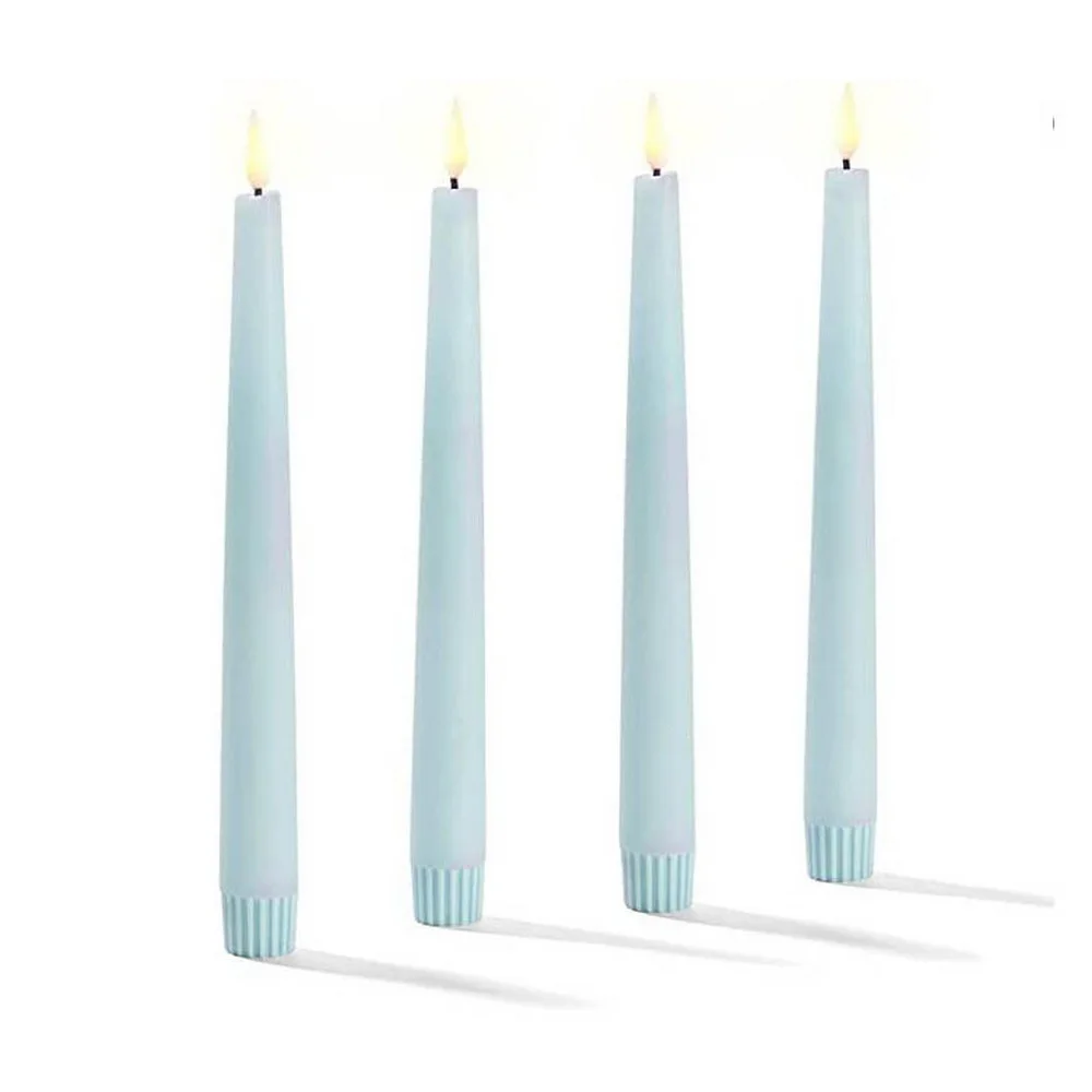High quality 3D Flickering flameless Light blue LED candle Real Wax with remote control Battery powered home decoration