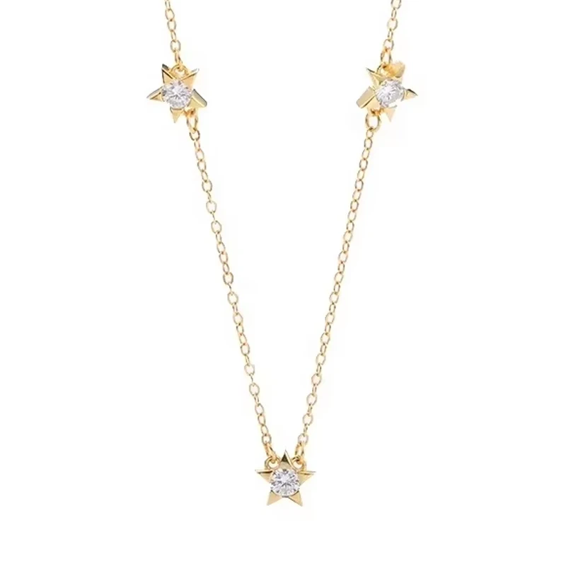 Bijoux Femme Minimalist Star Choker 925 Sterling Silver Jewelry 18K Gold Plated Star Necklace Chokers