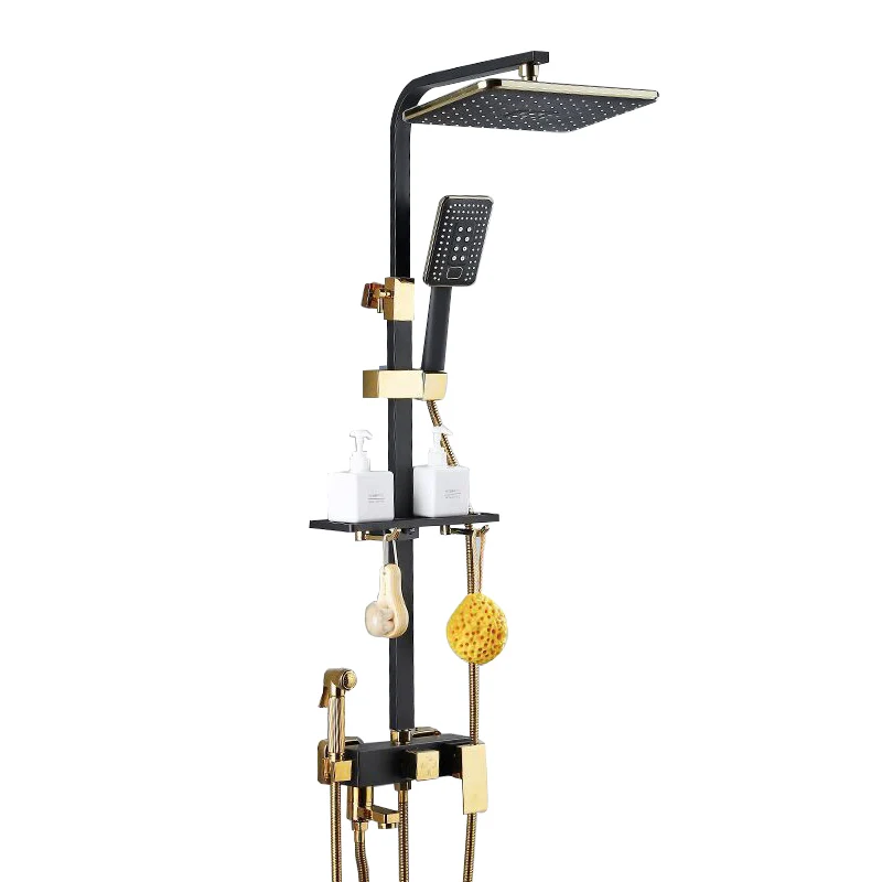 
Hot Cold Shower Set Bathroom SPA Rainfall Shower System Bathtub Square Brass Bath Faucet Wall Mount Luxury Modern White 