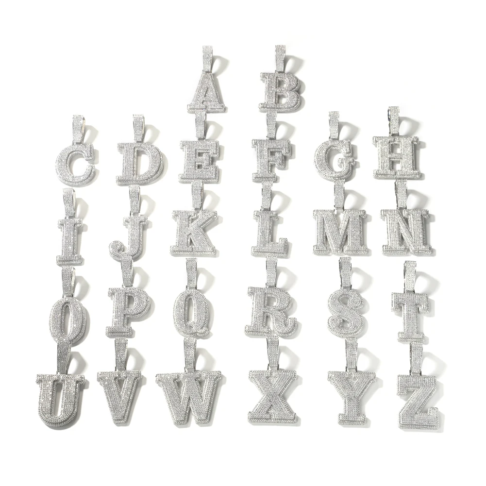 Large Iced Out Single Initial Letter A-Z Hip Hop Women Men Pendant necklace