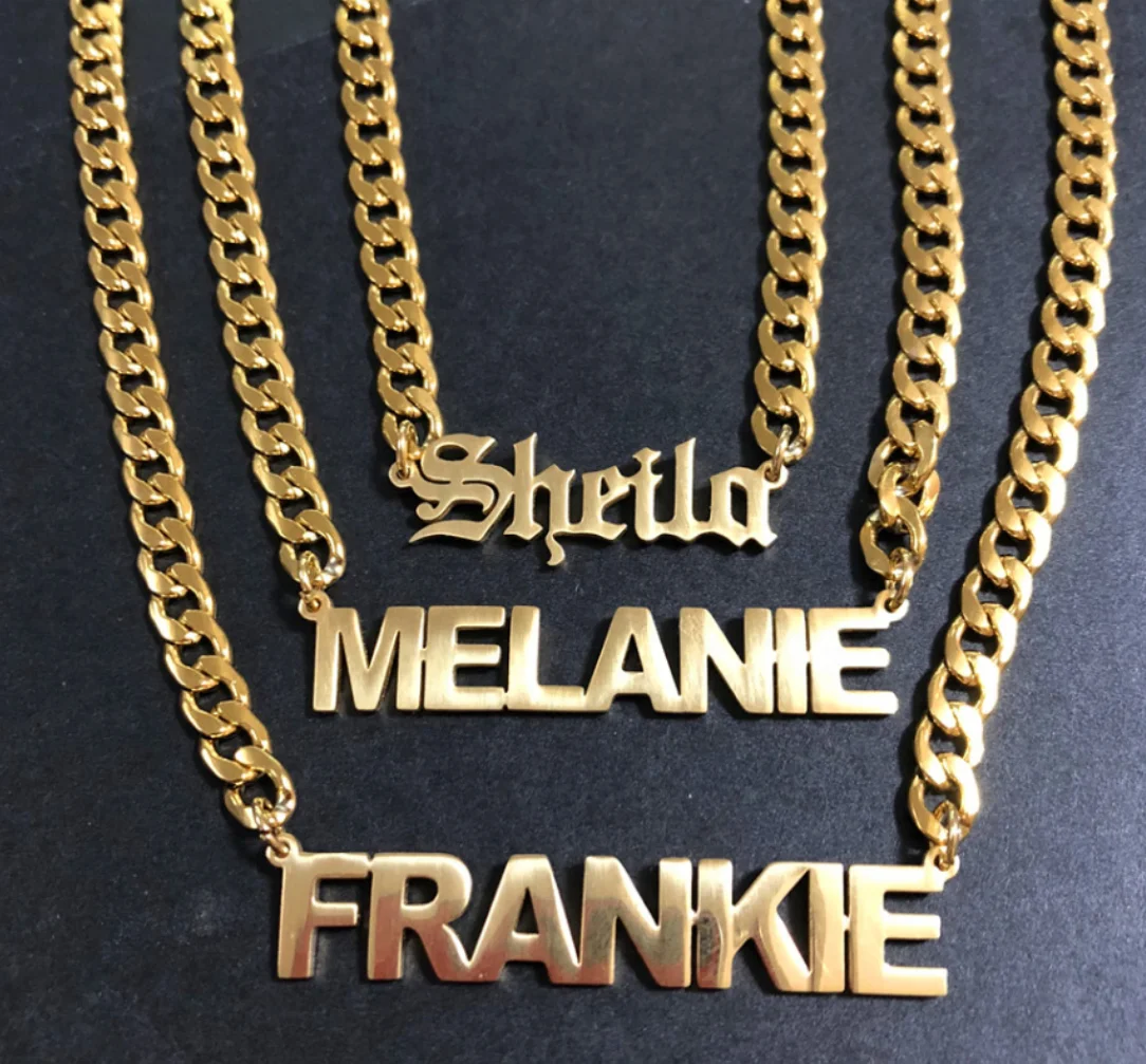 
Men Personalized Custom stainless steel Initial name Gold Pendant Necklace with neck chunky cuban chain 