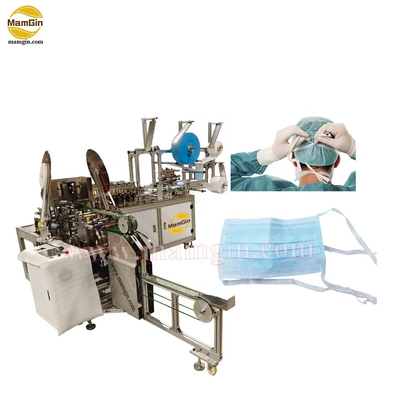 Full Automated Tie Band Head Strap 3 Ply Surgical Mask Manufacturing Machine