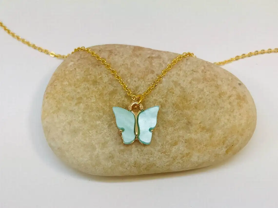 
Silver Plated Alloy Butterfly Necklace Ring Bracelet Pendant colorful custom pendant for women 