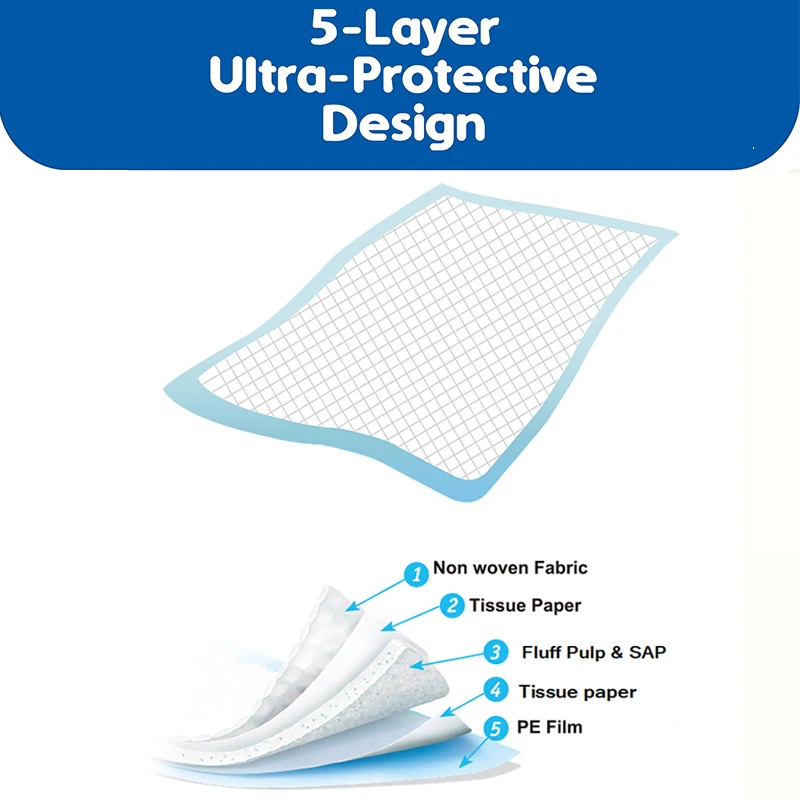 60x90cm disposable absorben 5 layers adhesive china wholesale dog diaper potty puppy urine pee pet training pad