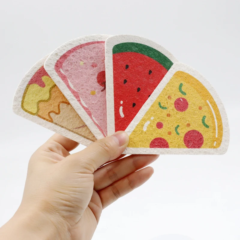 Dishwashing Cleaning Scrub Sponge Brush Custom Natural Wood Pulp Cotton Compressed Cellulose Sponge