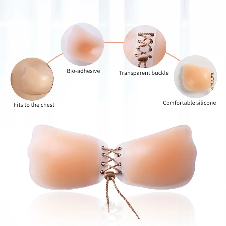 push gather waterproof sticky silicone nipple closure bralette tops strapless bra for small boobs