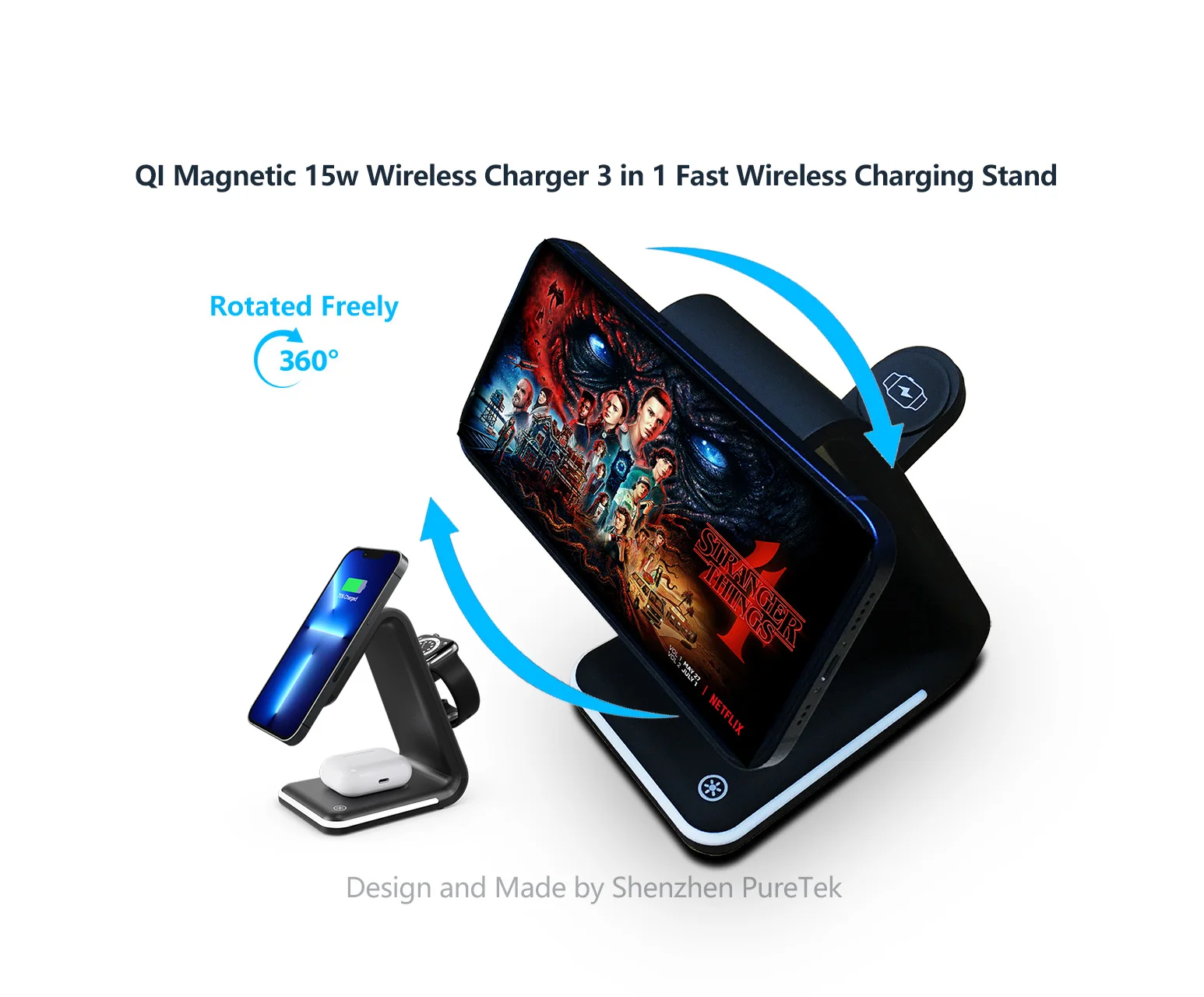 Trending Products 2022 New Arrivals home Mobile Phone 4 In 1 Magnetic 15w 10w Qi Fast Wholesale Best Wireless Charging Station
