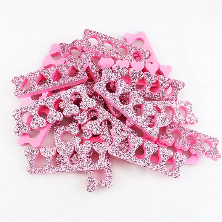 Ziri Factory Supply Nail Art Tools Pedicure EVA  Toe Divider Manicure Pink Sponge Glitter Foot Fingers Separator