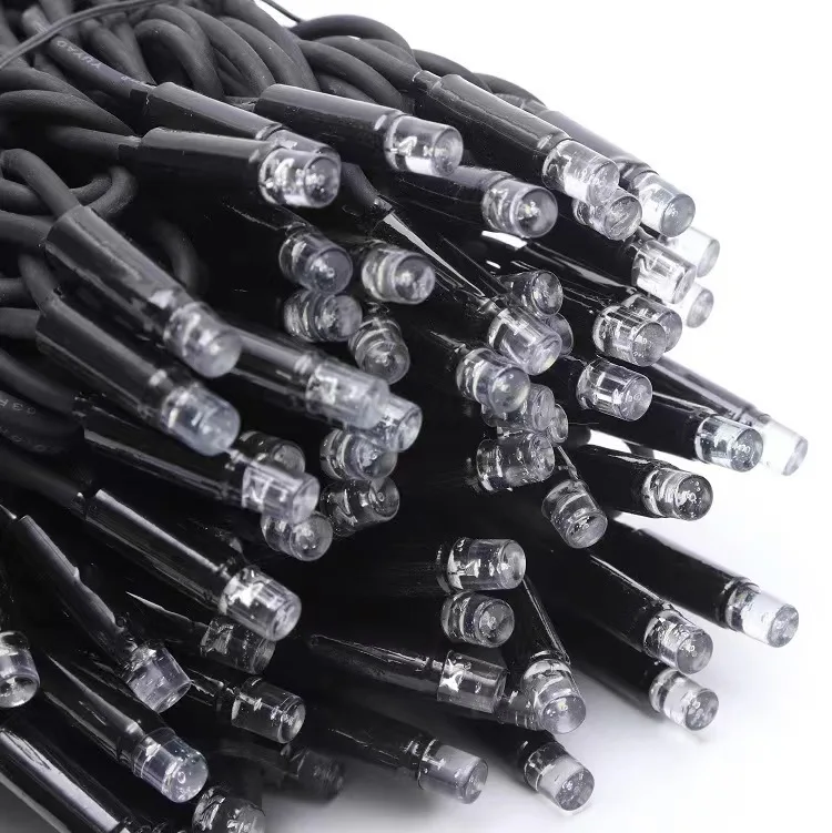 White Outdoor 10m 100 LED rubber wire String Lights IP65 Christmas Light Rubber Cable Commercial String Light