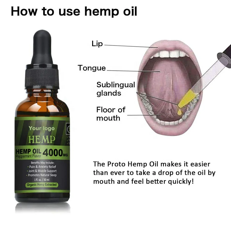 Direct Factory Price free sample custom label Natural healthy organic extract Ease depression hemp seed oil