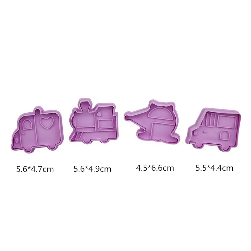 4 Piece Plastic Cookie Cutter Set Mold Spring Press Type Mold Multi-Function Cookie Cutter