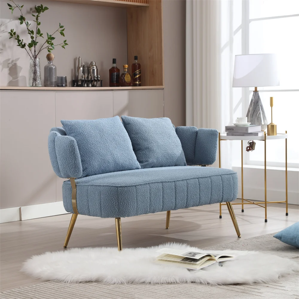 Custom Polyester Accent sofa Armchair Upholstered Armsofa Tufted Sofa with Metal Frame Loveseat Leisure Sofa for Living Room