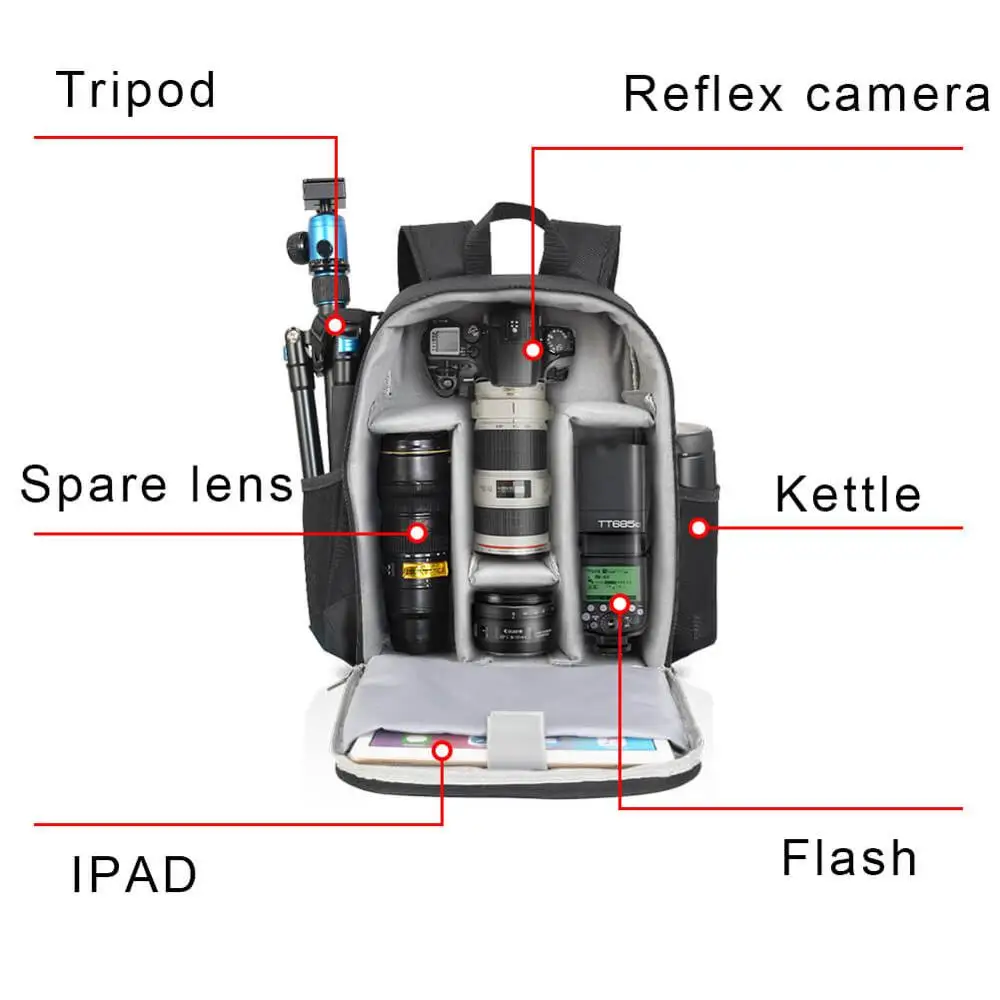 GATE Professional Camera Backpacks Water-resistant Large Capacity Bag for Digital DSLR Cameras Lens Laptop for Nikon Canon Sony
