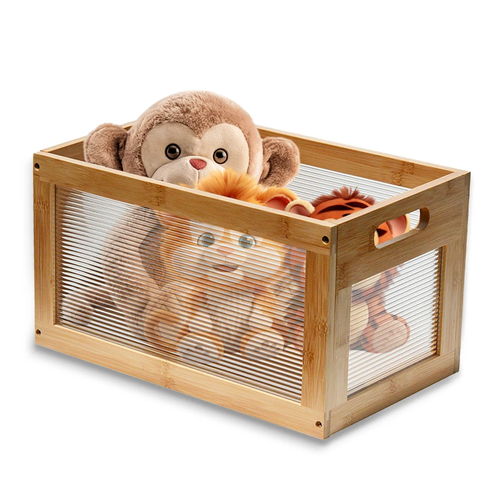 Bamboo Wooden Crate Storage Box for Desktop Home Storage Basket