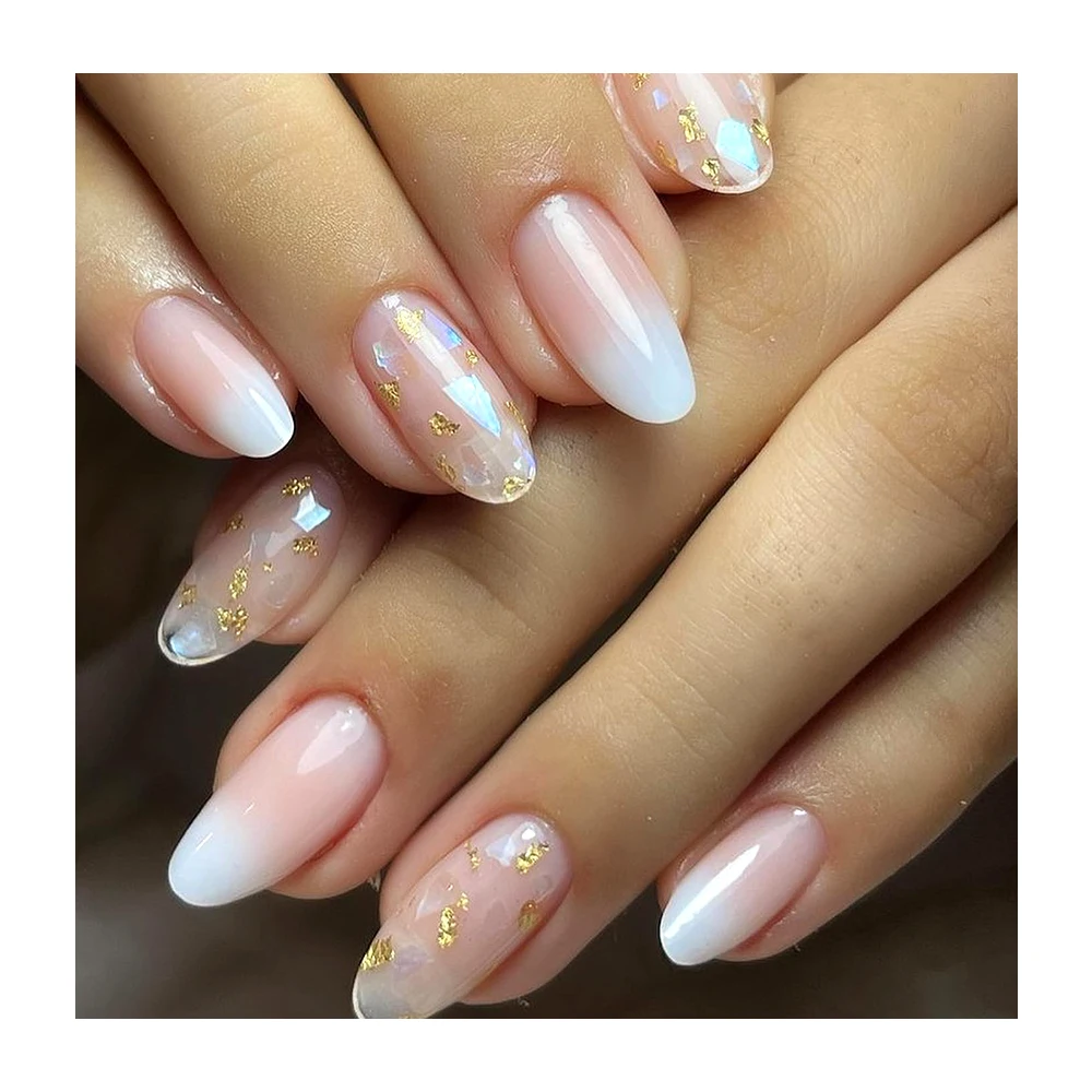 In Stock Nude Solid Color French Tips Oval Short Nails Wholesale Custom Design Repeatable Self Adhesive Women Fake Nails