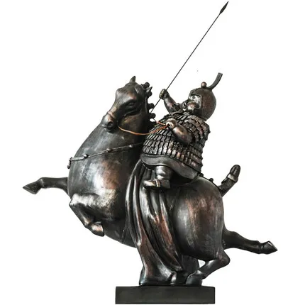 In Stock Qin Terracotta Riding Warrior Soldier Sculpture Custom Statue Horse Sculpture Decor Resin Figurines Animal Crafts
