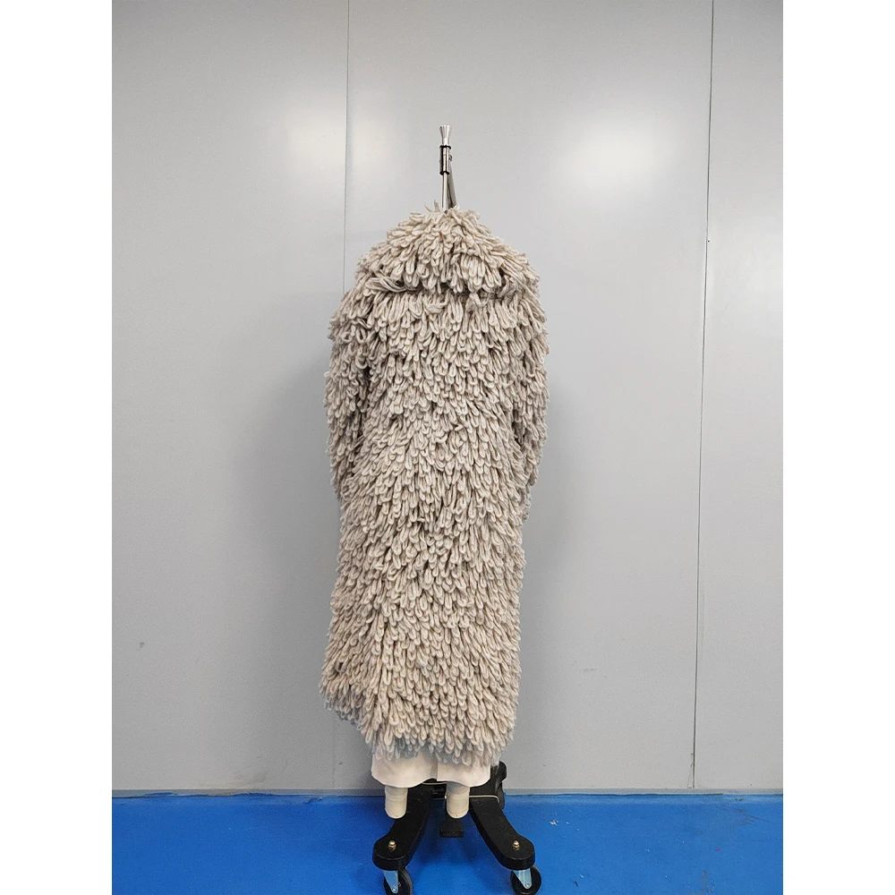 2024 New Fashion Alpaca Sweater Warm Fluffy Winter Lamb Sheep Fur Collar Overcoat Elegant Women Mongolian Long Fur Coat