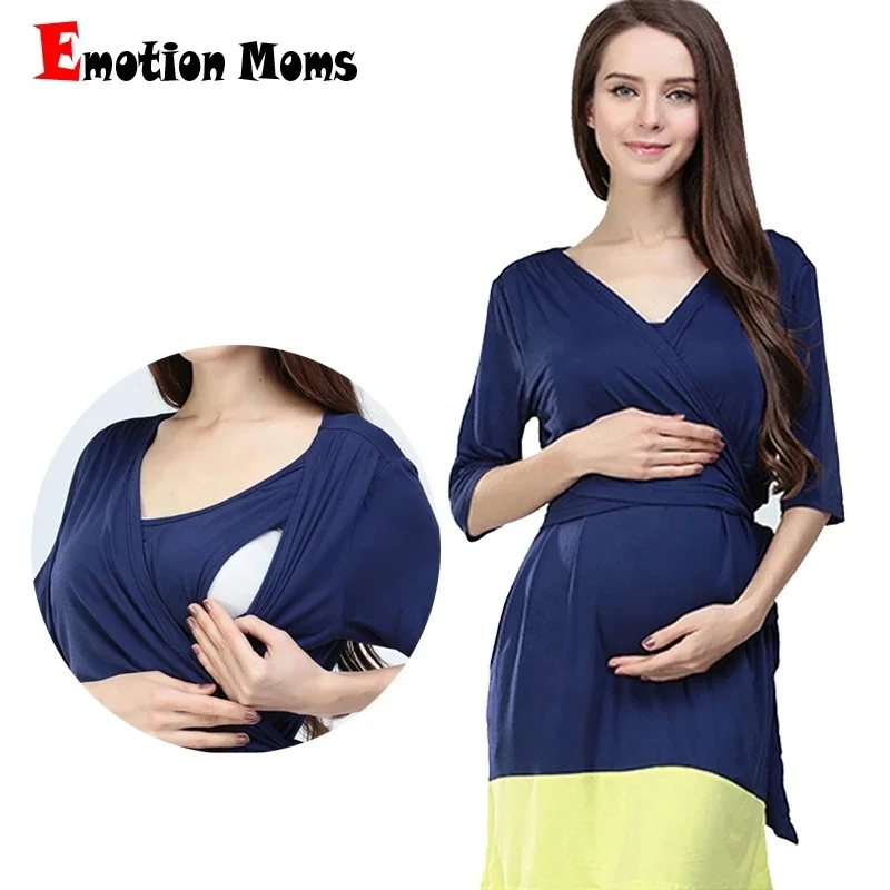 Mamalove Fashion Modal Maternity Dress Breastfeeding Dress for Pregnant Women