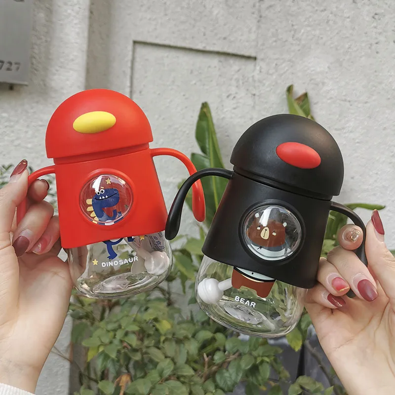 Wholesale 350ml Custom Cartoon Children Bottle Travel Leakage-proof Plastic Bpa Free Kids Drinking Cute Water with Straw