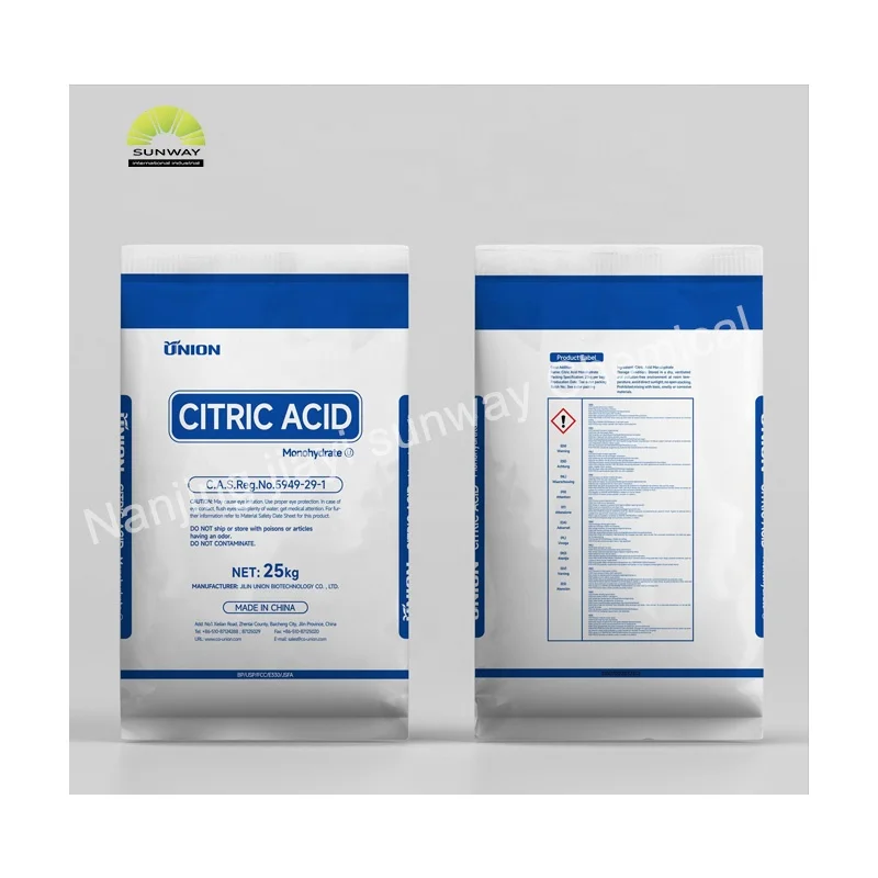 SUNWAY Food Grade Anhydrous and Monohydrate Citric Acid Price 99.5% Citric Acid for Food Additives
