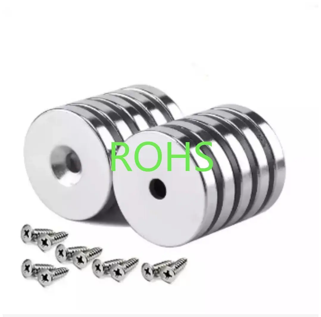 Customized N42 N52 Neodymium Disc Hole Ring Magnet Strong Permanent Sintered Ndfeb Fishing Magnet Countersunk Magnetic Materials