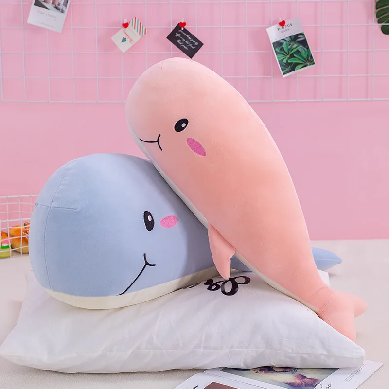 T953 30cm-110cm Soft Pink Blue Grey Ocean Animal Creative Whale Pillow for Sleeping Cute Whale Doll Plush Pillow Toys