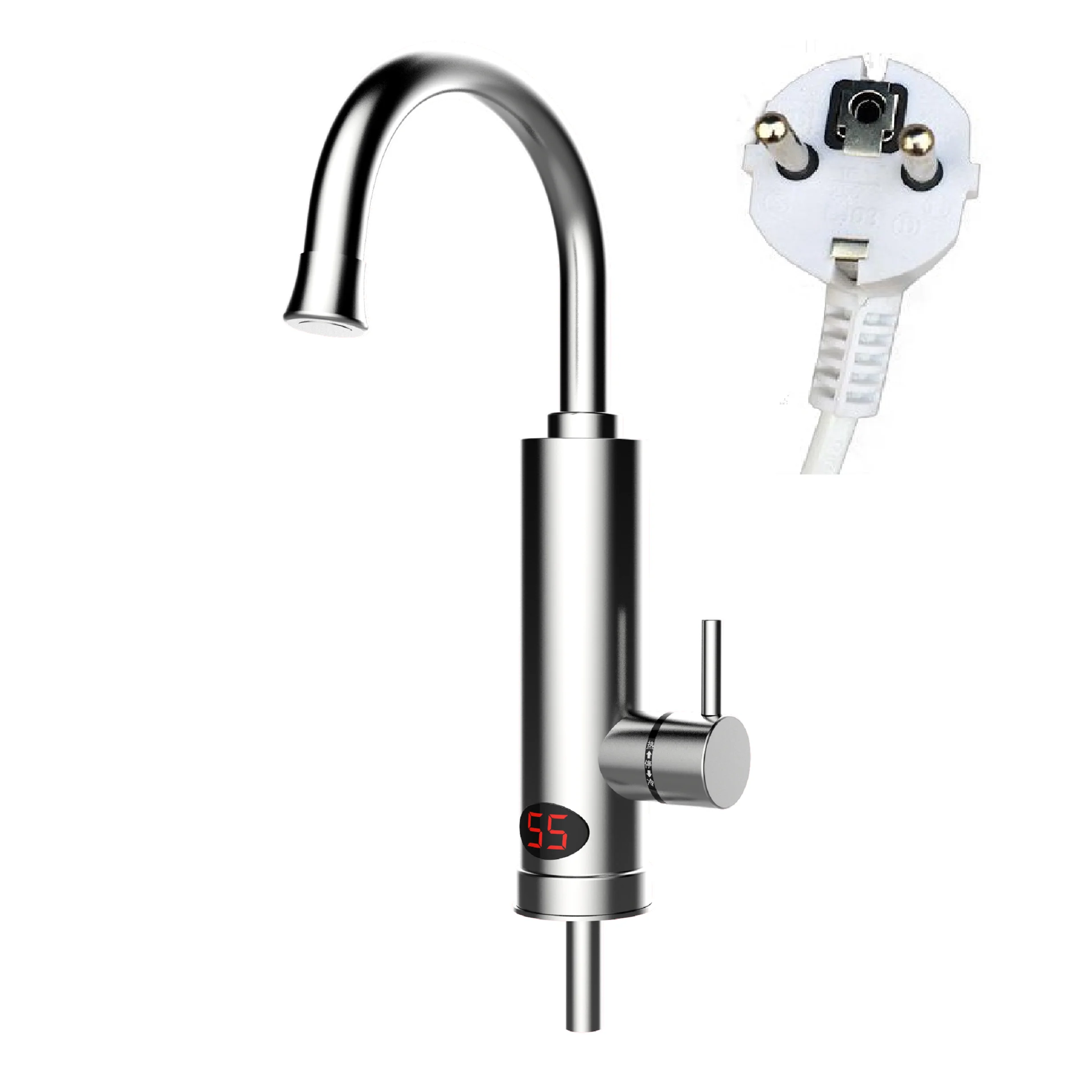 GF20ST-BY 304 stainless steel electric faucet instant electric shower water heater with Led Digital Display for kitchen