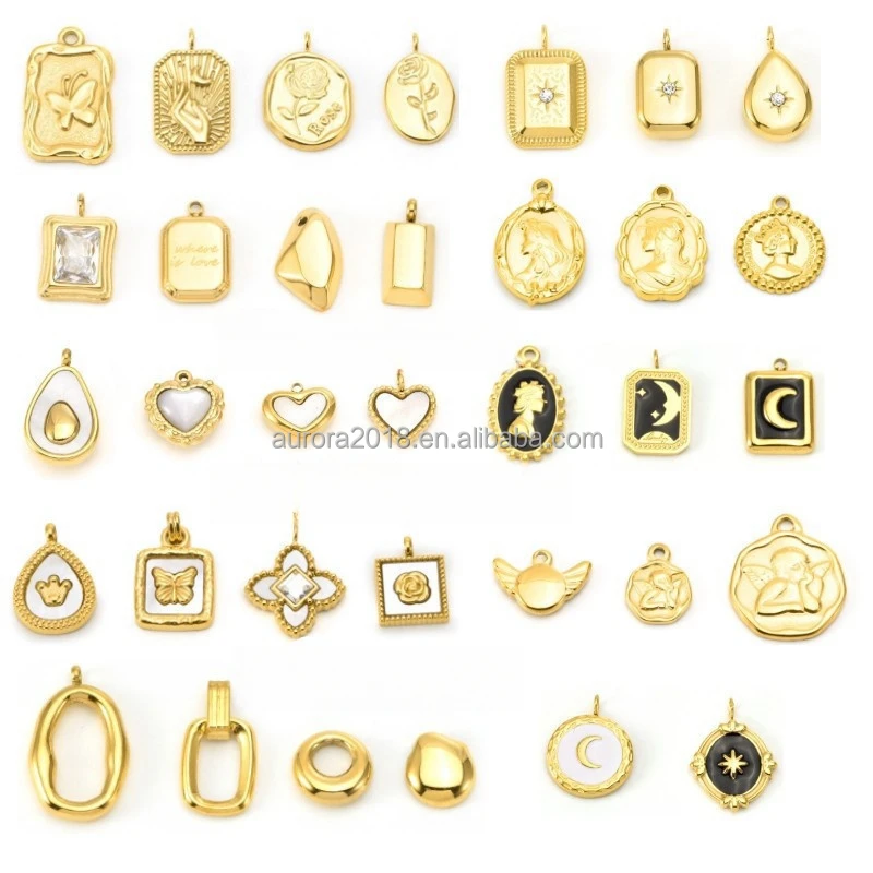 18K Gold Plated Stainless Steel  Fashion Pendant DIY Pendant PVD Vacuum-plated  Color-preserving Non Tarnish Charms