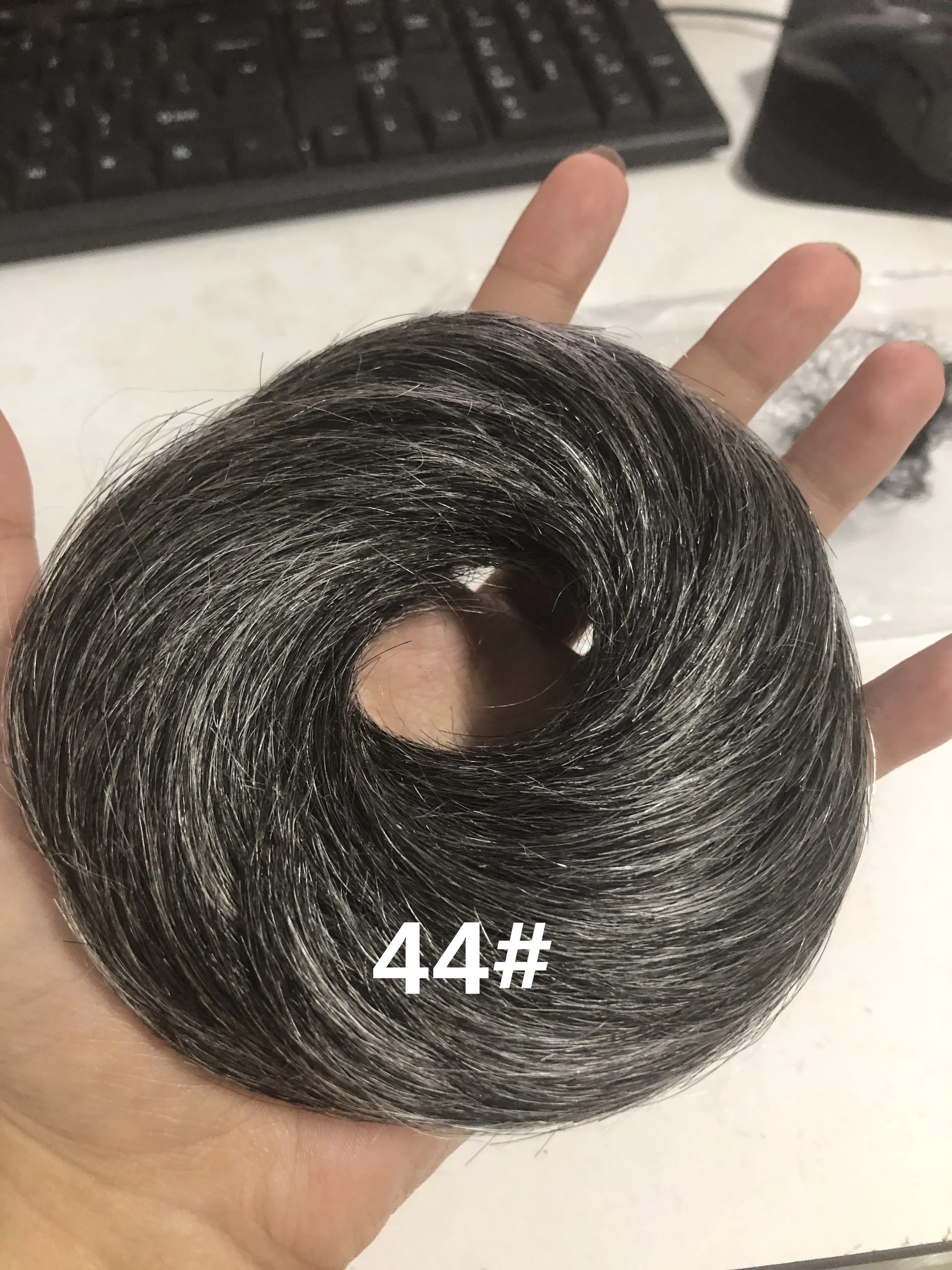 Band Ring Wrap On Hair Chignon With Rubber Hair Messy Bund Ponytails Bun Extensions Grey Human Hair Scrunchies