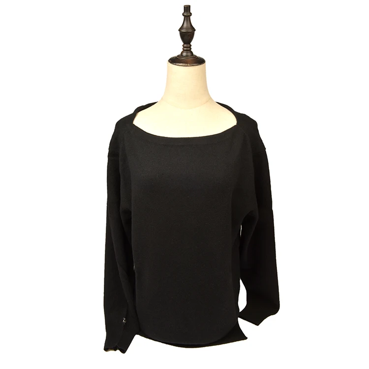 Manufacturer Price Ladies Black Cashmere Sweater Wool Plain Women Winter Knitted Sweater