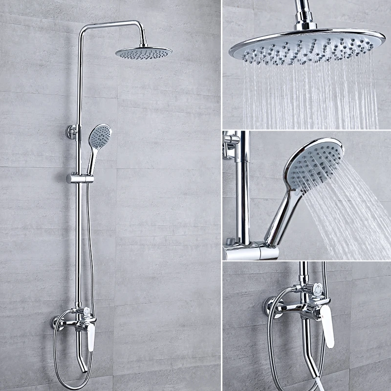 Brass Body Shower Set 304 Stainless Pipe Bathroom Shower Chrome Shower Set For Bathroom