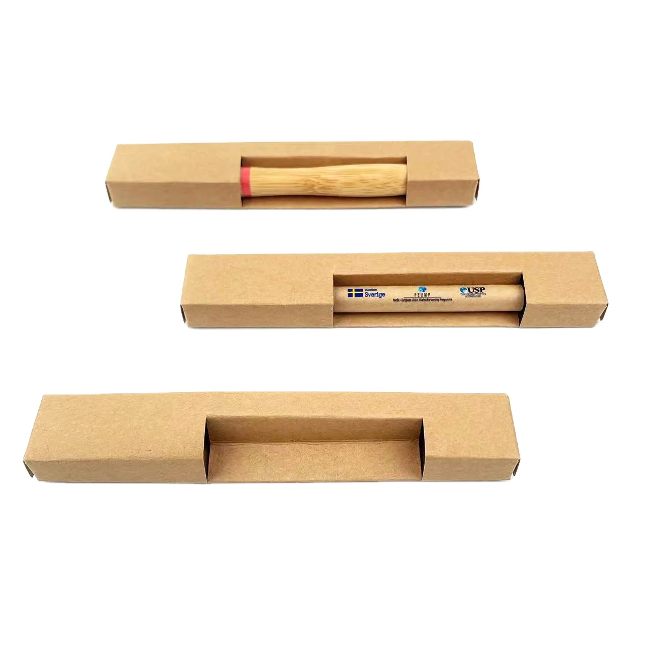 2024 New Design White Board Card Kraft Paper Pen Boxes Packing for Bamboo Gift Ball Pens
