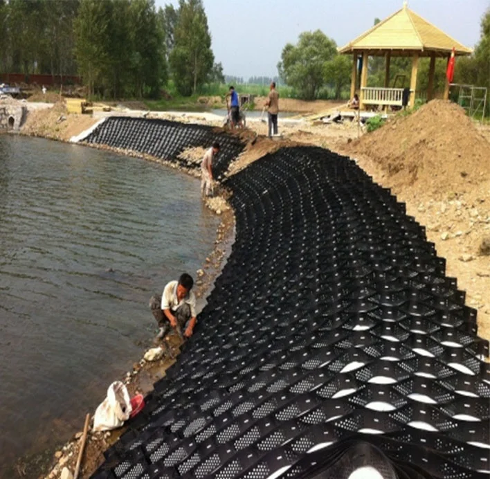 HDPE plastic smooth textured perforated geocell honeycomb gravel grids for road ground driveway paver manufacturer direct supply
