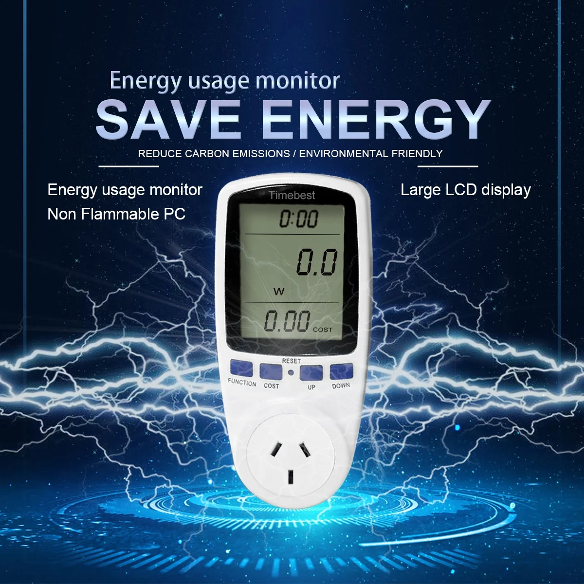 Цифровой измеритель электроэнергии с вилкой AUS/NZL/AR