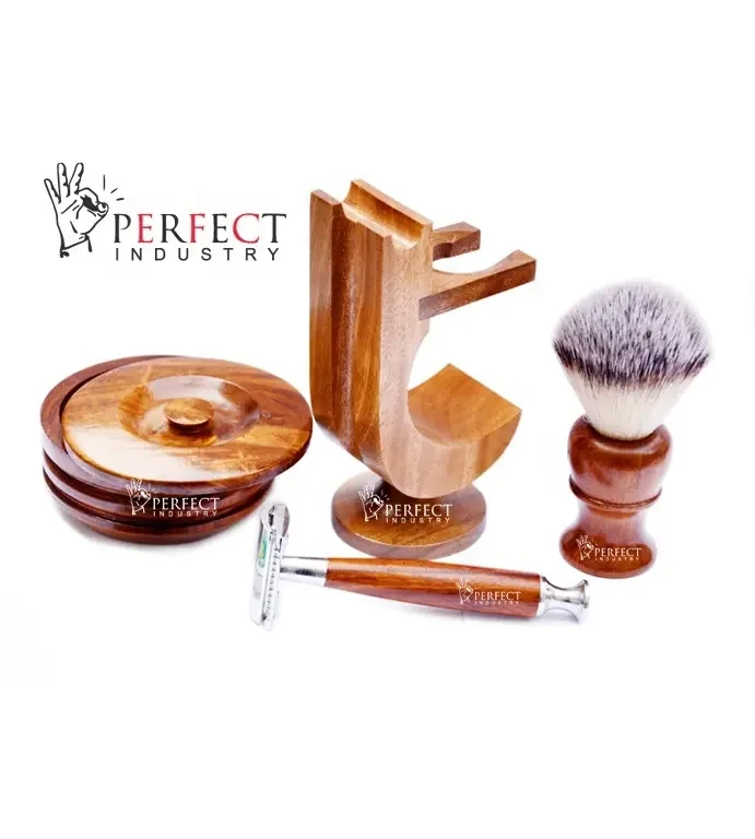Black color gift choice shaving set best quality men grooming collection shaving brush & razor stand set