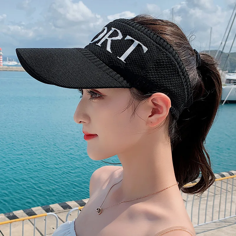 Summer Breathable Air Sun Hats Men Women  Visor UV Protection Top Empty Solid Sports Tennis Running Sunscreen Cap Hat in stock