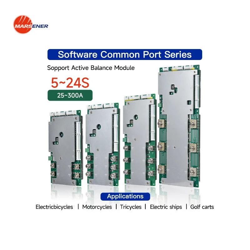 Marsener Smart BMS 5~24S 300A Common Port Battery Management System Software Board for Electric Forklift & Golf-cart