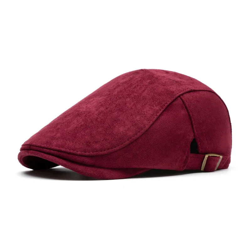 HZM-24538 Winter Autumn New Fashion Genuine Suede leather hat Unisex Style Beret Painter Hat