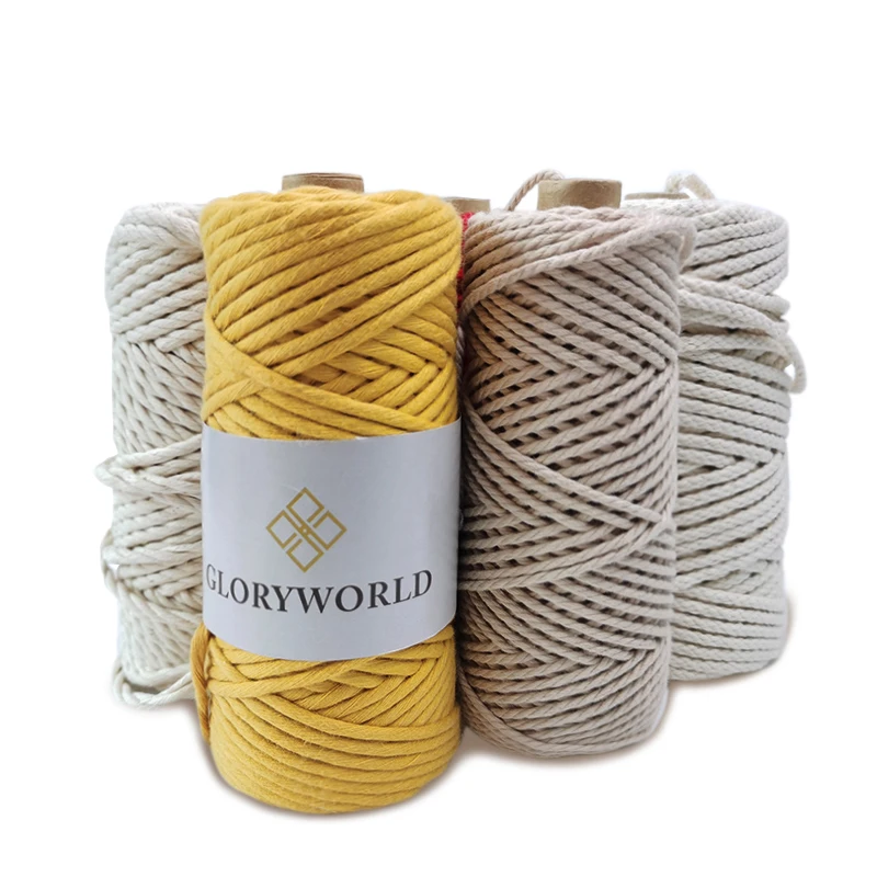 Low MOQ Natural Cotton Yarn Braided Rope 3mm 4mm 5mm 6mm 8mm 100mm Multi color Makramee Garn