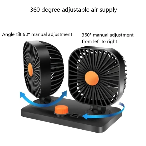 Car Electronic Fan Mini USB 12V/24V Single Double Head Air Cooling Fan