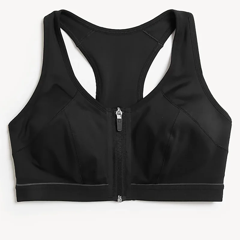 High quality custom logo Sports Bra Fitness Workout Wear Outfits High Impact Sports Bra With zipper for Women