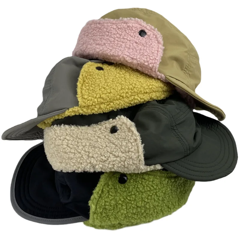 Winter Lamb Wool Aviator Hat for Women Outdoor Travel Cycling Plus Velvet Cold Protection Warm Ear Protector Hat