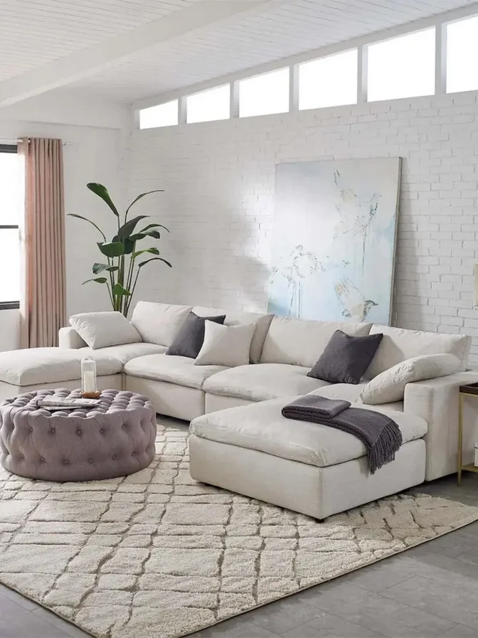 Italian luxury home sectional cloud couched sofa set modern white modular sectional couch