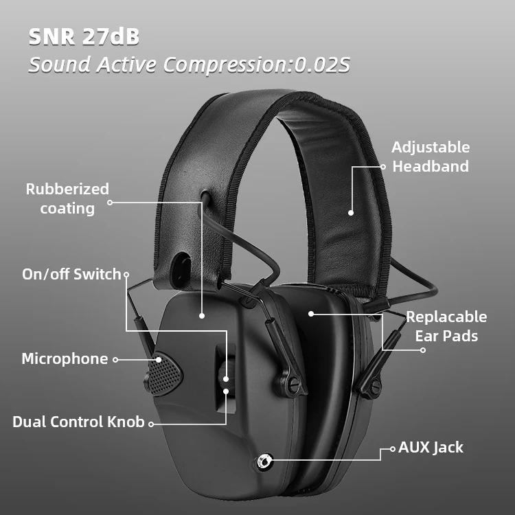 OEM Customized Built-in Microphone Electronic Shooting Hearing Protection Tactical Headphones Earmuff