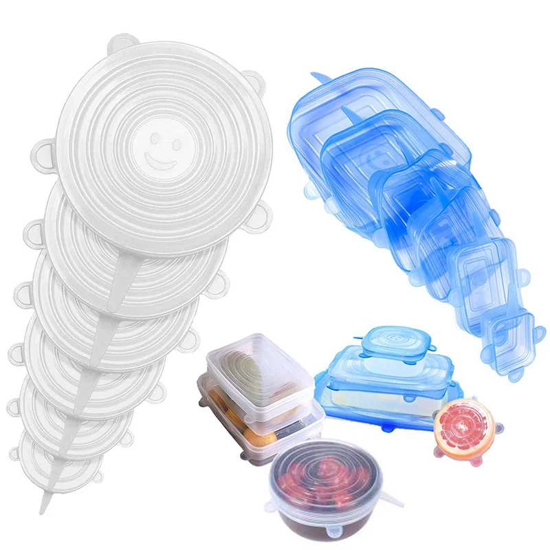 Wholesale Reusable 6 Pcs Adaptable Elastic Lid Food Grade Silicone Stretch Food Cover
