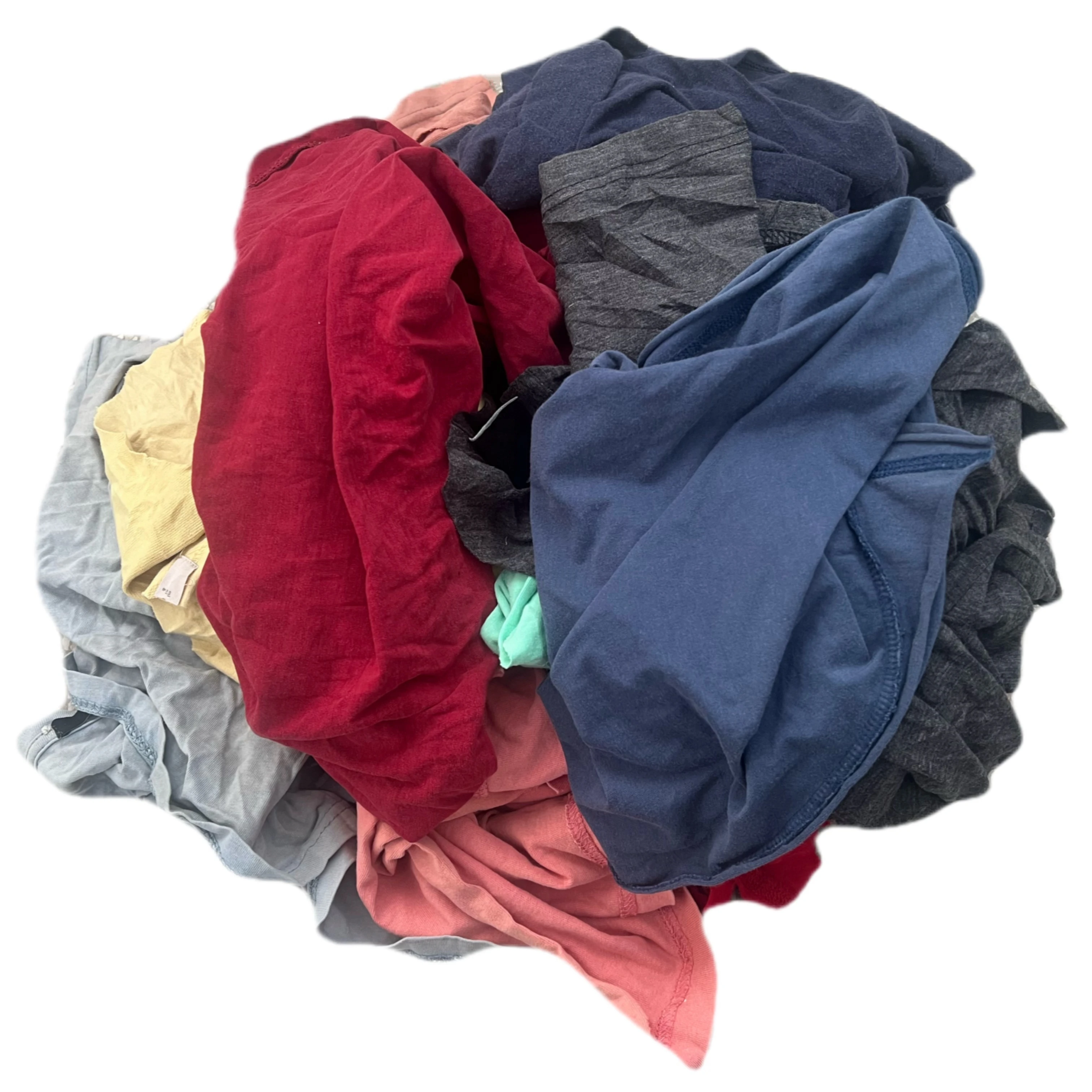 100 Cotton 10Kg 25Kg Paca De Trapo Industrial Textile Waste Multicolor Dark Color T-shirt 100% Cotton Rags for Cleaning Rags